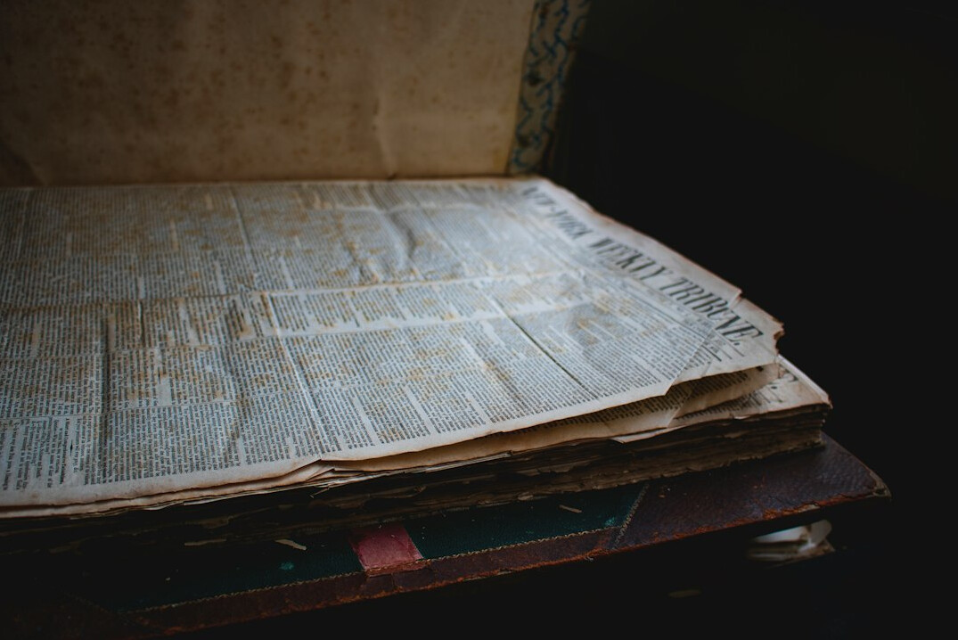 old documents on table